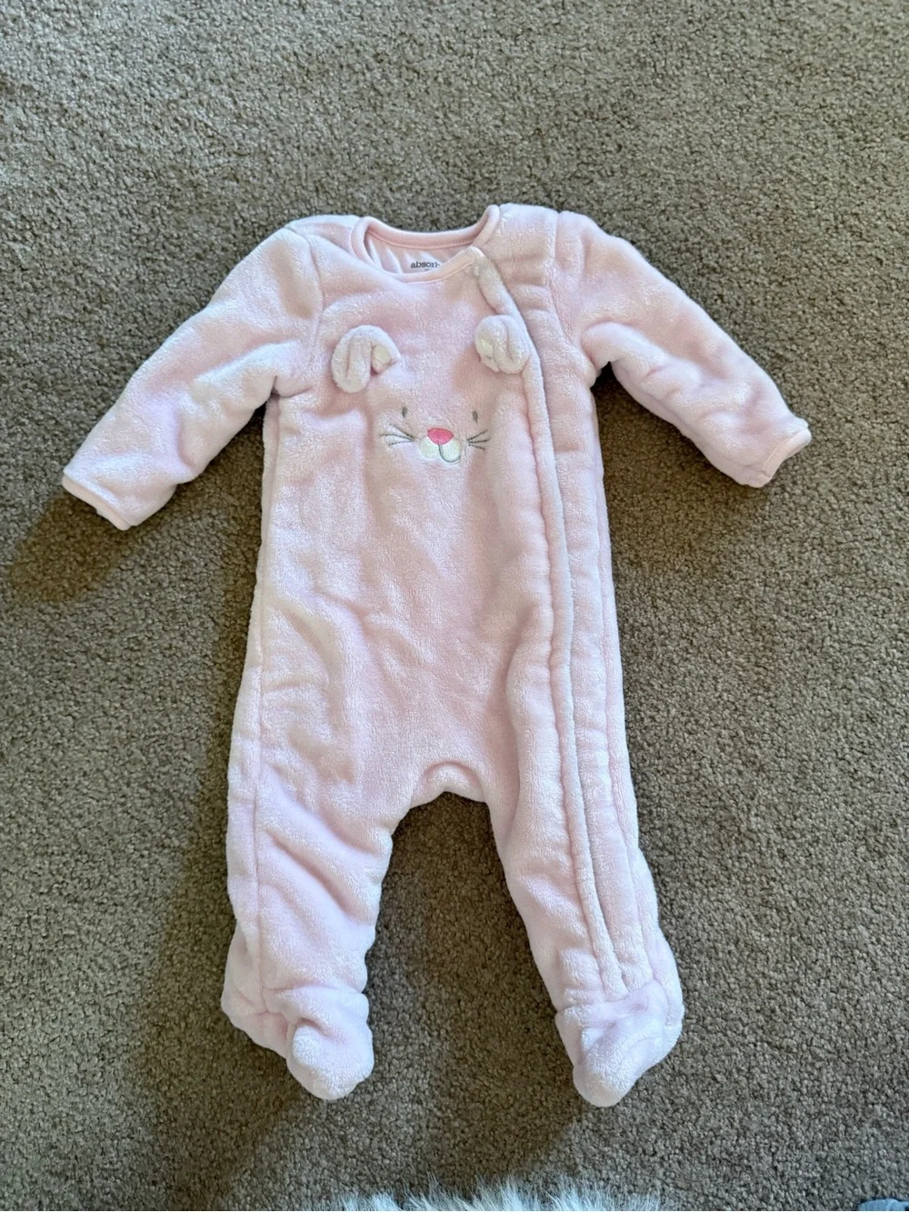 Absorba Pink Bunny Fleece Footed One-Piece